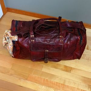 Extra Large vintage leather weekender bag